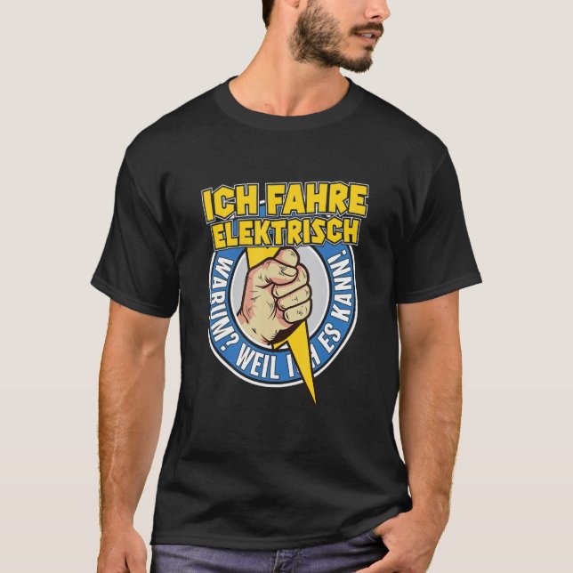 Camiseta Ich fahr Elektro - E Car - Presente Híbrido (Frente)