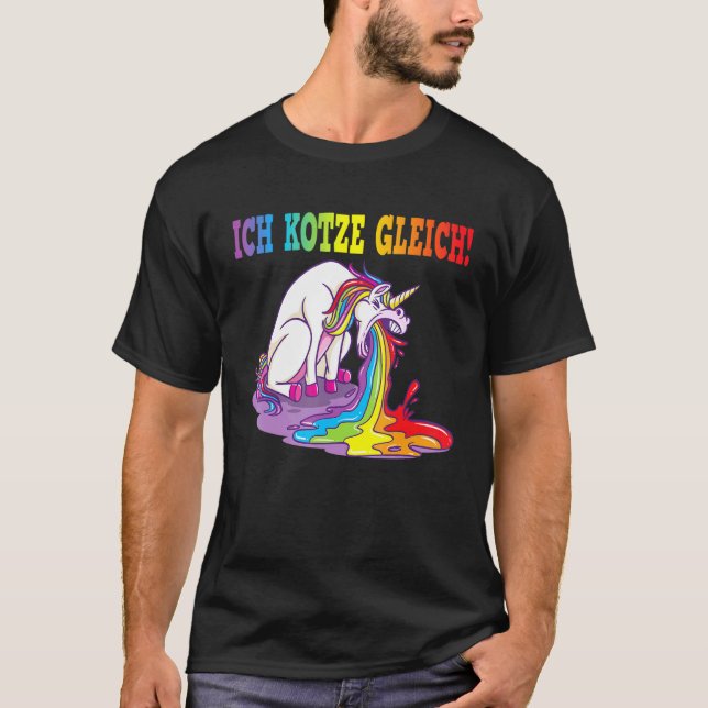 Camiseta Ich Kotz Ggleich Unicorn Spit Mau (Frente)