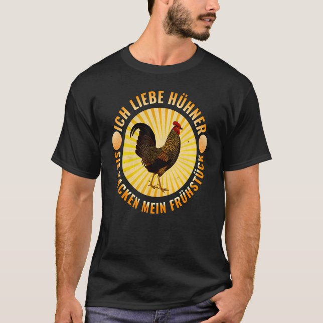 Camiseta Ich liebe HHNER sie KACKEN MEU CAFÉ DA MANHÃ H (Frente)