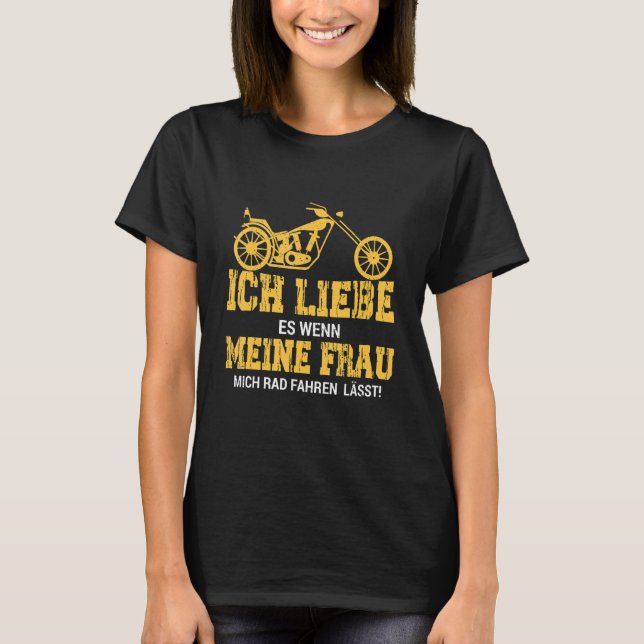 Camiseta Ich Liebe Meine Frau Wheelie Evolution Biker Styl (Frente)