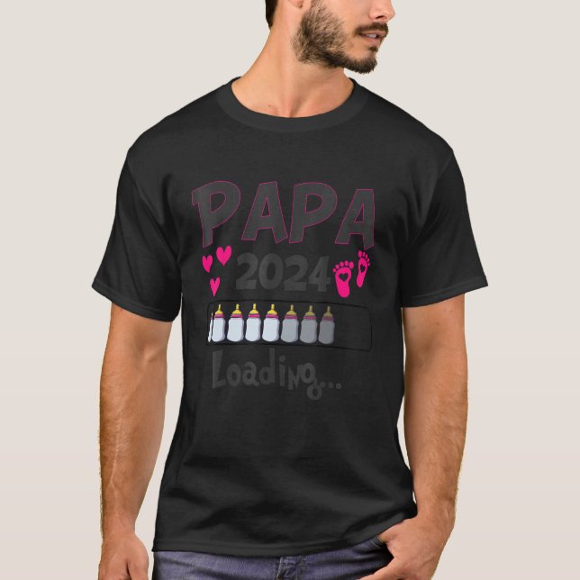 Camiseta Ich Werde Papa Loading 2024 Baby Announcement Girl (Frente)