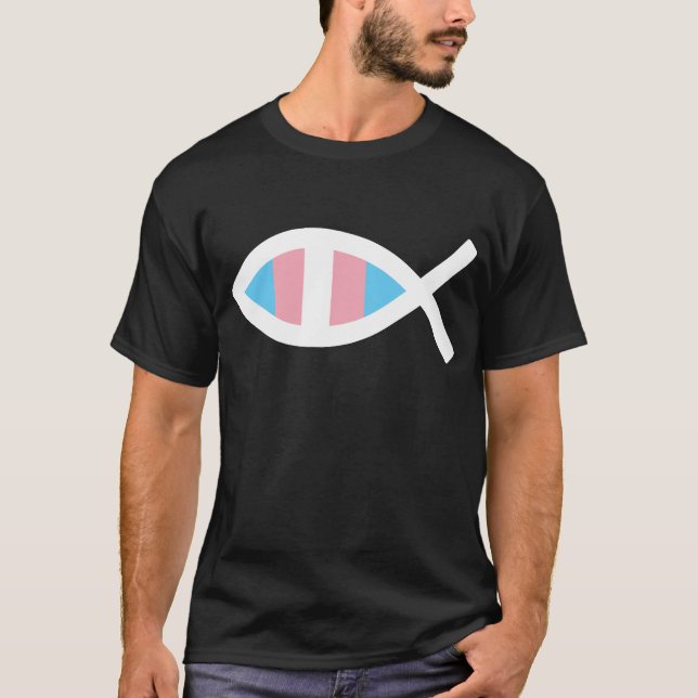 Camiseta Ichthys Jesus Fish LGBTQ Transgender Christian (Frente)