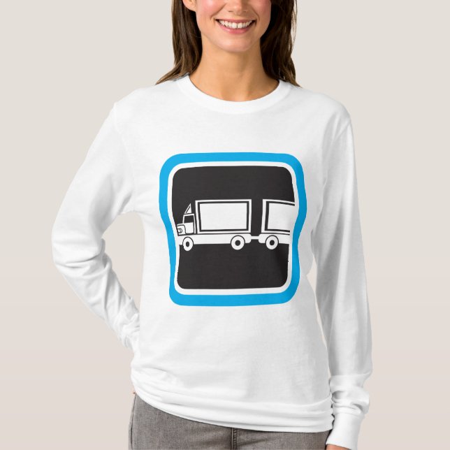 Camiseta Ícone Azul de Caminhão e Reboque (Frente)