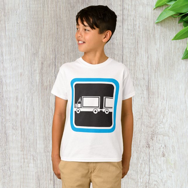 Camiseta Ícone Azul de Caminhão e Reboque (Criador carregado)