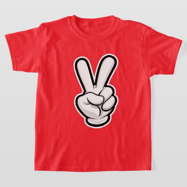 Camiseta Ícone Clássico do Símbolo da Paz com a Mão (Postura )