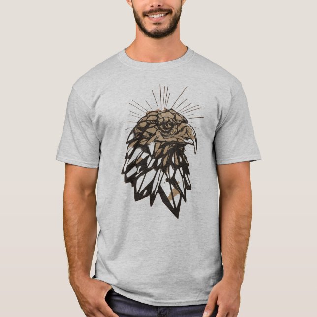 Camiseta Ícone da águia cristal: Soar na cor da cinza Estil (Frente)
