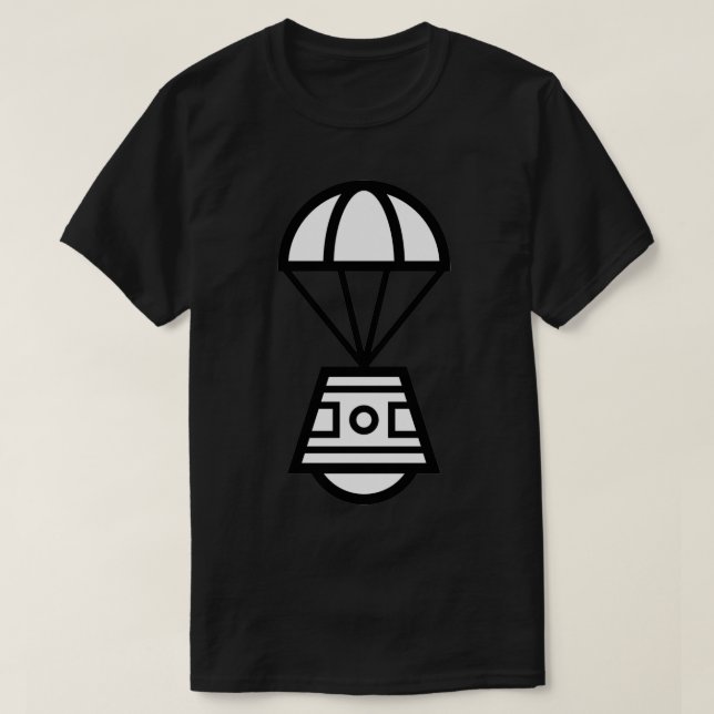 Camiseta Ícone da Cápsula de Espaço em Paraquedas (Frente do Design)