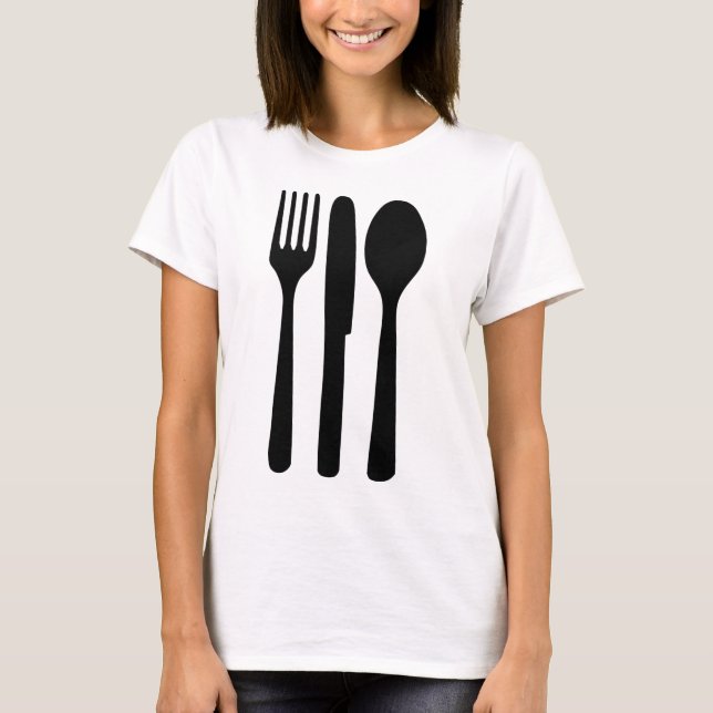 Camiseta ícone da colher da faca da forquilha (Frente)