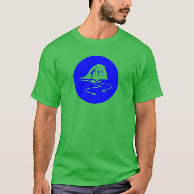 Camiseta Ícone de Arco Marinho Circular Azul Moderno (Frente)