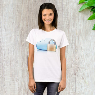 Camiseta Ícone de Armazenamento em Nuvem Seguro com Cadeado