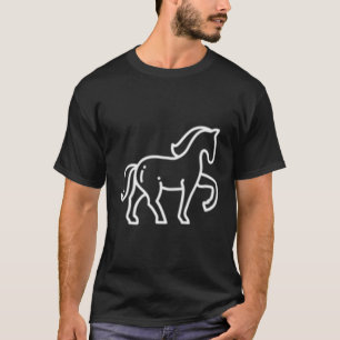Camiseta Ícone De Arte Da Linha Do Crachá De Cavalo Gif