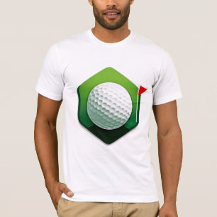 Camiseta Ícone de Bola de Golfe Estilizado com Fundo Verde