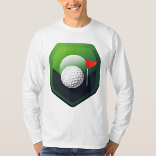 Camiseta Ícone de Bola de Golfe Estilizado com Fundo Verde