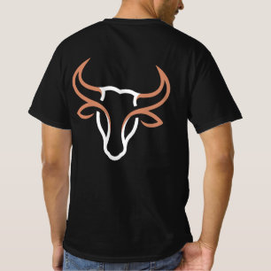Camiseta Ícone de cabeça de touro minimalista com chifre cu