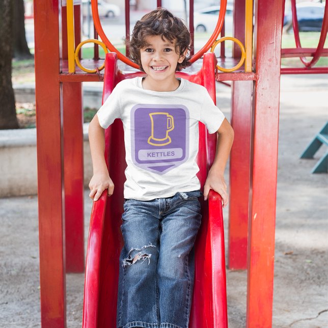 Camiseta Ícone de Kettles Roxo e Amarelo Moderno (Criador carregado)