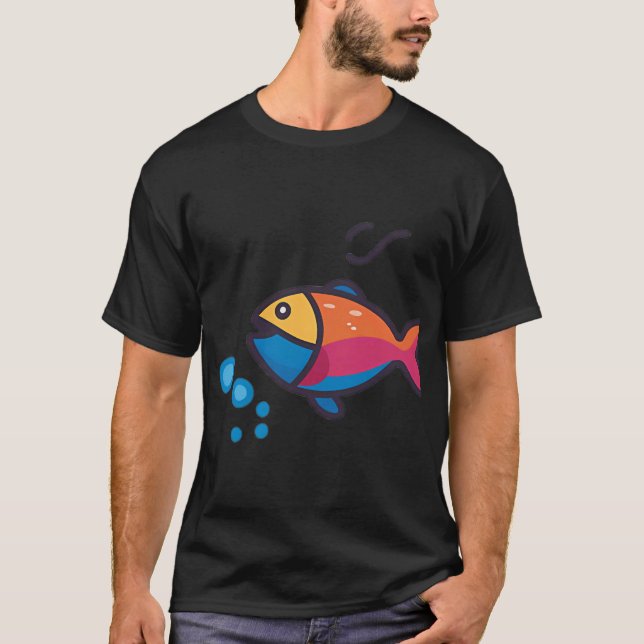 Camiseta Ícone de Peixe Nadando (Frente)