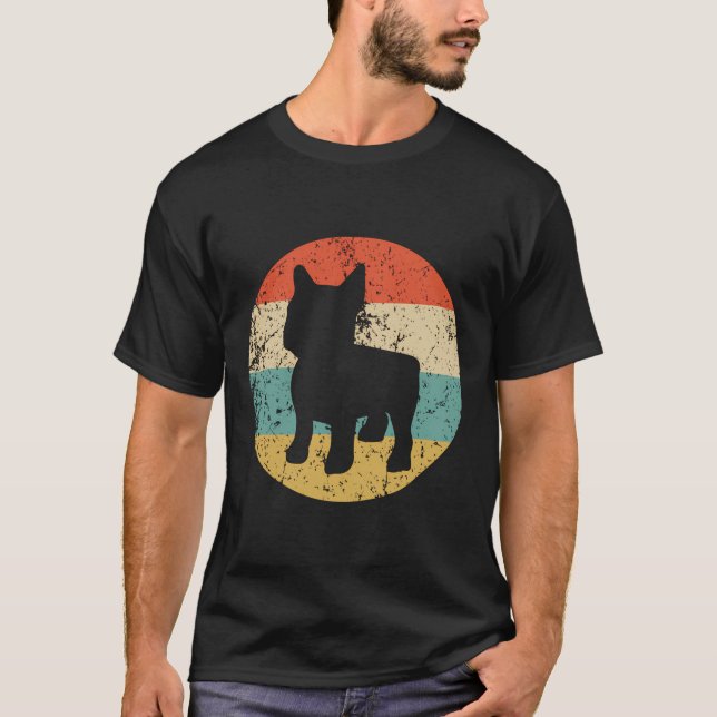 Camiseta Ícone de Raça de Cão-Bulldog Francês Retroativo (Frente)