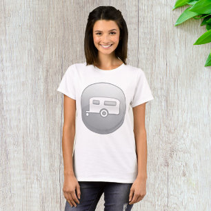 Camiseta Ícone de Reboque de Camping Prateado RV Minimalist