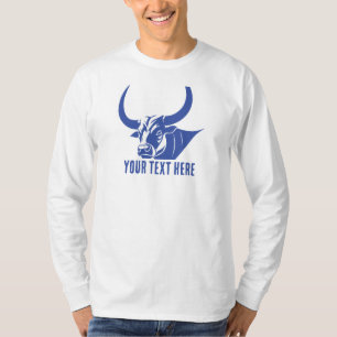 Camiseta ícone de silhueta de cabeça de touro azul