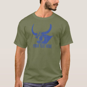 Camiseta ícone de silhueta de cabeça de touro azul