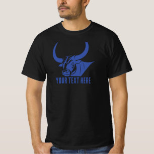 Camiseta ícone de silhueta de cabeça de touro azul