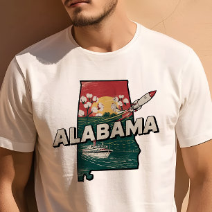 Camiseta Ícone de Viagem Retro Alabama Gráfico