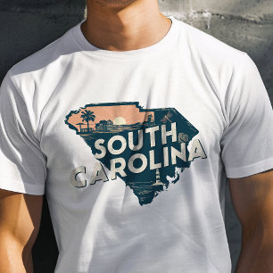 Camiseta Ícone de Viagem Retro Carolina do Sul Gráfico
