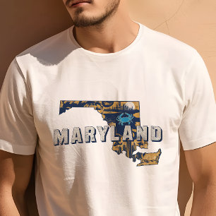 Camiseta Ícone de Viagem Retro de Maryland Gráfico