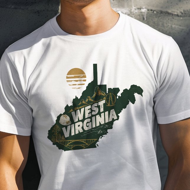 Camiseta Ícone de Viagem Retro do Gráfico da Virgínia Ocide (Criador carregado)