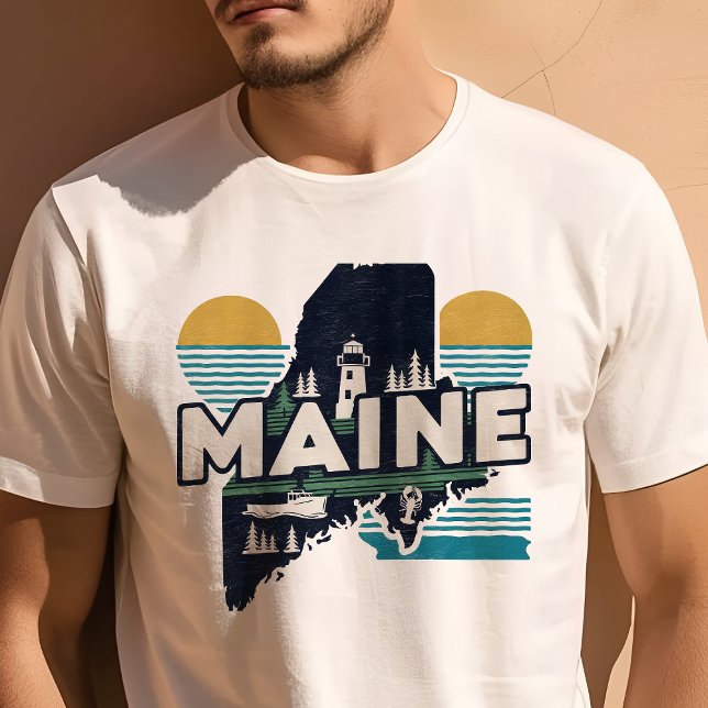 Camiseta Ícone de Viagem Retro do Maine Gráfico (Criador carregado)