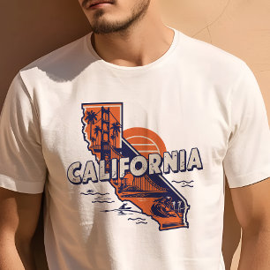 Camiseta Ícone de Viagem Retro Gráfico da Califórnia