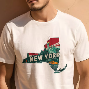 Camiseta Ícone de Viagem Retro Gráfico de Nova York Icônico