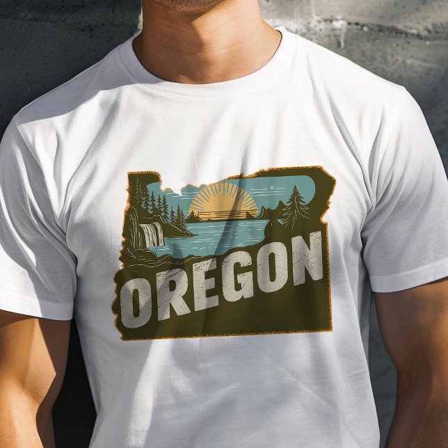 Camiseta Ícone de Viagem Retro Gráfico de Oregon (Criador carregado)