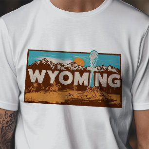 Camiseta Ícone de Viagem Retro Gráfico de Wyoming Icônico