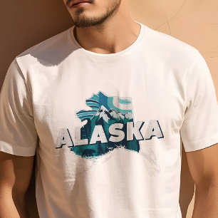 Camiseta Ícone de Viagem Retro Gráfico do Alasca Icônico