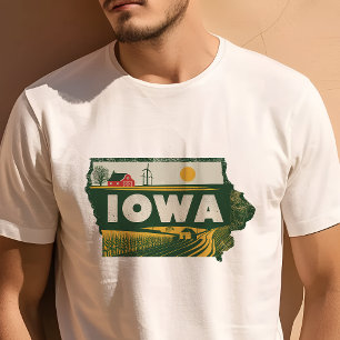 Camiseta Ícone de Viagem Retro Iowa Gráfico