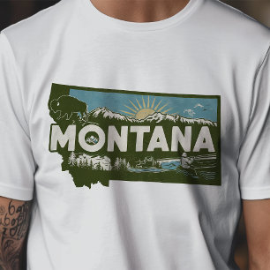 Camiseta Ícone de Viagem Retro Montana Gráfico