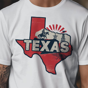 Camiseta Ícone de Viagem Retro Texas Gráfico