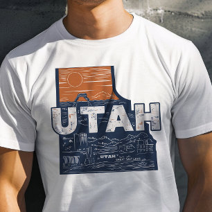 Camiseta Ícone de Viagem Retro Utah Gráfico