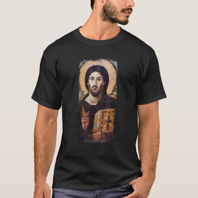 Camiseta Ícone do Cristo de Jesus Pantocrator Monte Sinai (Frente)