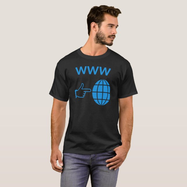 Camiseta Ícone do Globo da WWW World Wide Web com Ponteiro  (Frente Completa)