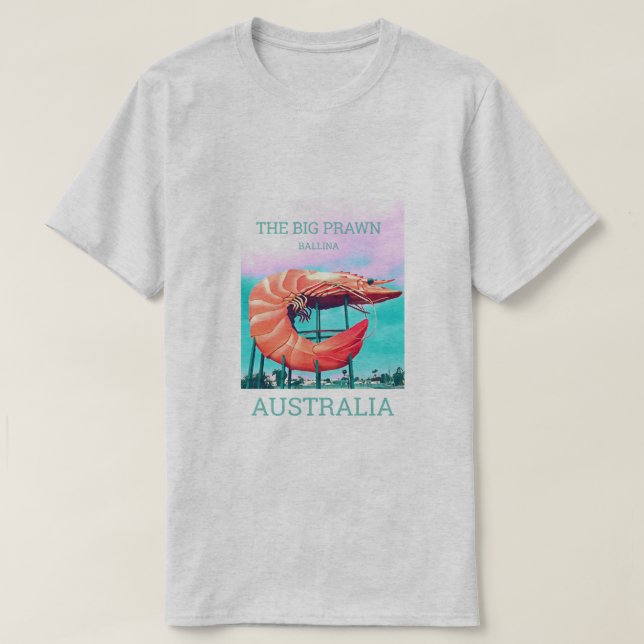 Camiseta Ícone engraçado do viagem de Austrália do camarão (Frente do Design)