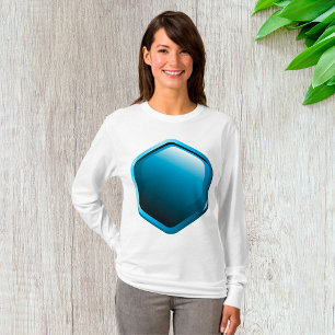 Camiseta Ícone Hexágono Azul Brilhante Geométrico Moderno