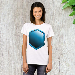Camiseta Ícone Hexágono Azul Brilhante Geométrico Moderno