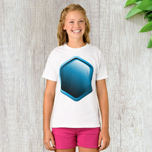 Camiseta Ícone Hexágono Azul Brilhante Geométrico Moderno