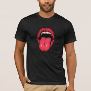 Camiseta Ícone Língua Vermelha da Ousada Expressão Pop
