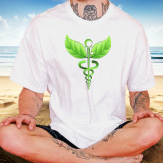 Camiseta Ícone Médico do Alternativo de Caduceus Verde