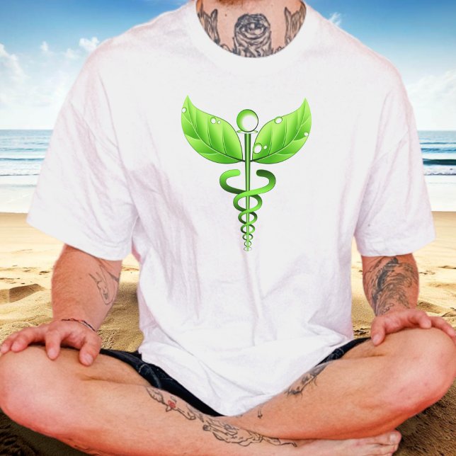 Camiseta Ícone Médico do Alternativo de Caduceus Verde (Criador carregado)