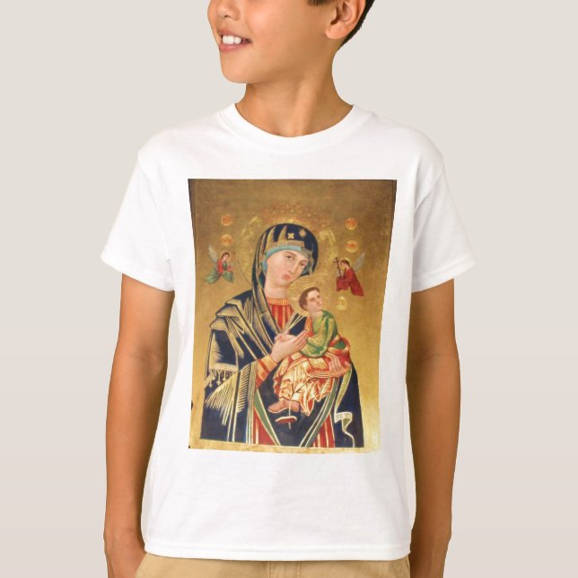 Camiseta Ícone ortodoxo russo - Virgem Maria e bebê Jesus (Frente)