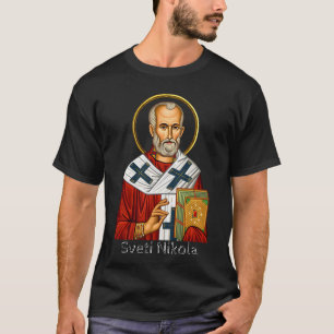 Camiseta ícone ortodoxo sérvio de carta de São Nicolau